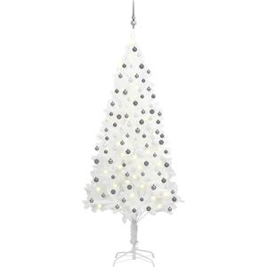 vidaXL Árbol de Navidad preiluminado con luces y bolas blanco 210 cm