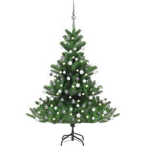 vidaXL Árbol de Navidad abeto Nordmann con LEDs y bolas verde 120 cm