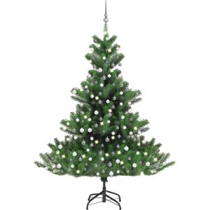 vidaXL Árbol de Navidad abeto Nordmann con LEDs y bolas verde 210 cm