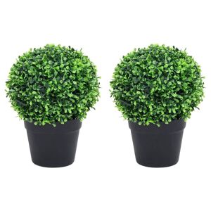 vidaXL Plantas de boj artificial 2 uds forma bola maceta verde 27 cm