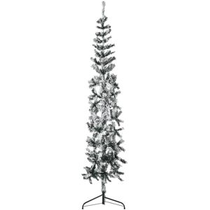 vidaXL Mitad árbol Navidad artificial delgado con nieve 210 cm