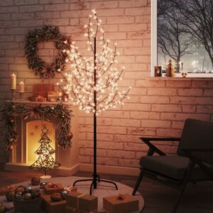 vidaXL Árbol LED con flor de cerezo 200 LED blanco cálido 180 cm