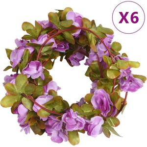 vidaXL Guirnaldas de flores artificiales 6 uds morado claro 250 cm