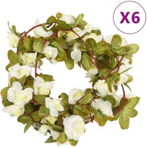 vidaXL Guirnaldas de flores artificiales 6 uds blanco 250 cm