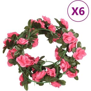 vidaXL Guirnaldas de flores artificiales 6 uds rojo y rosa 240 cm