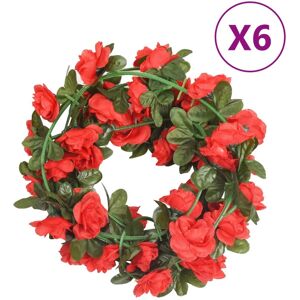 vidaXL Guirnaldas de flores artificiales 6 uds rojo 240 cm