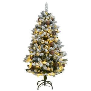 vidaXL Árbol Navidad artificial con bisagras 150 LED y bolas 120 cm