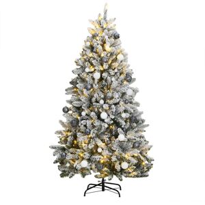 vidaXL Árbol de Navidad artificial con bisagras 300 LED y bolas 180 cm