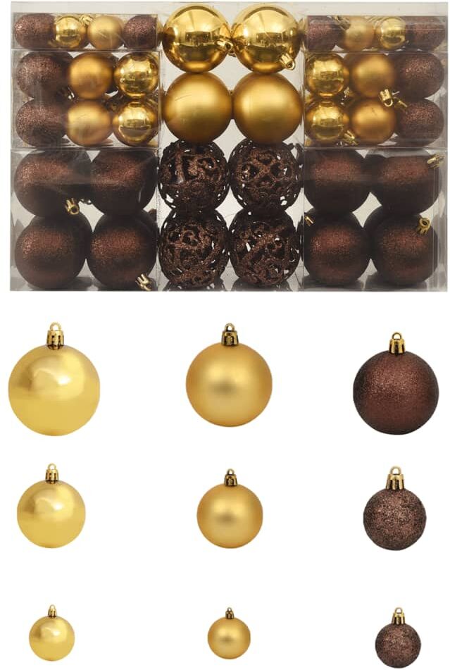 vidaXL Lote de bolas de Navidad 100 uds marrón/bronce/dorado 3/4/6 cm