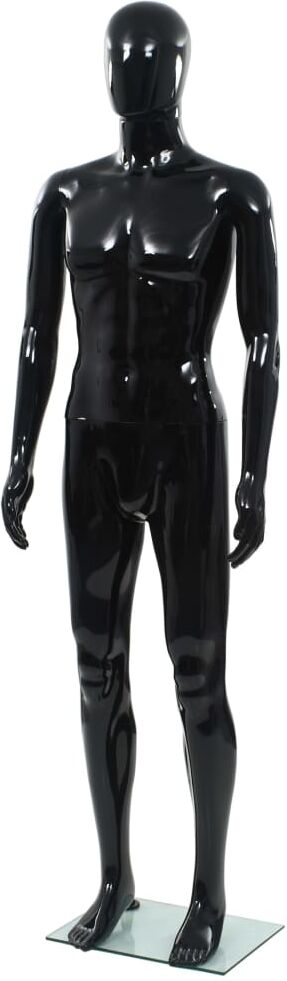 vidaXL Maniquí de hombre completo base vidrio negro brillante 185 cm