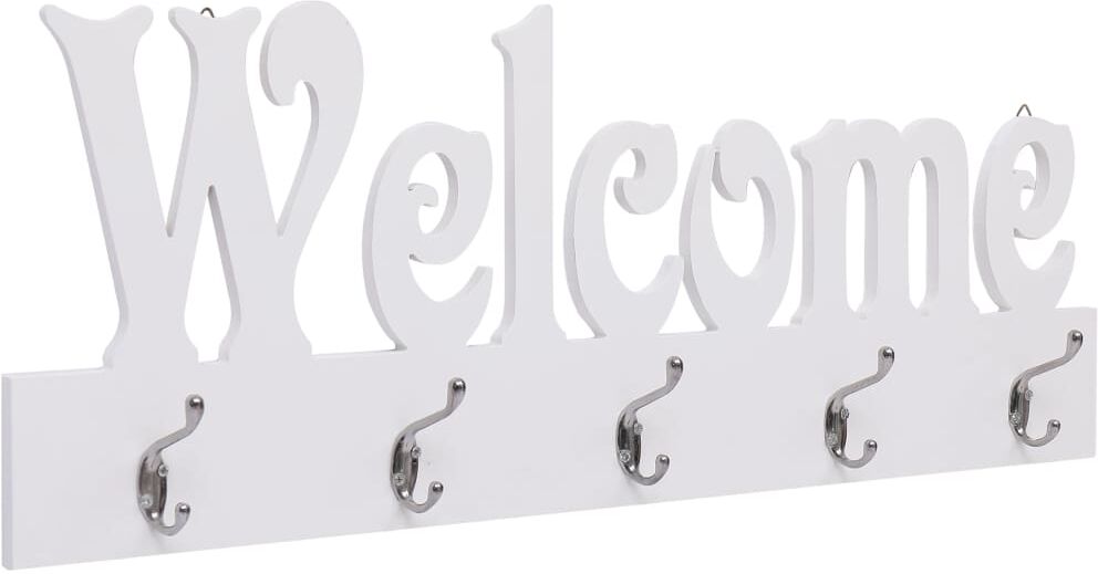 vidaXL Perchero de pared WELCOME blanco 74x29,5 cm