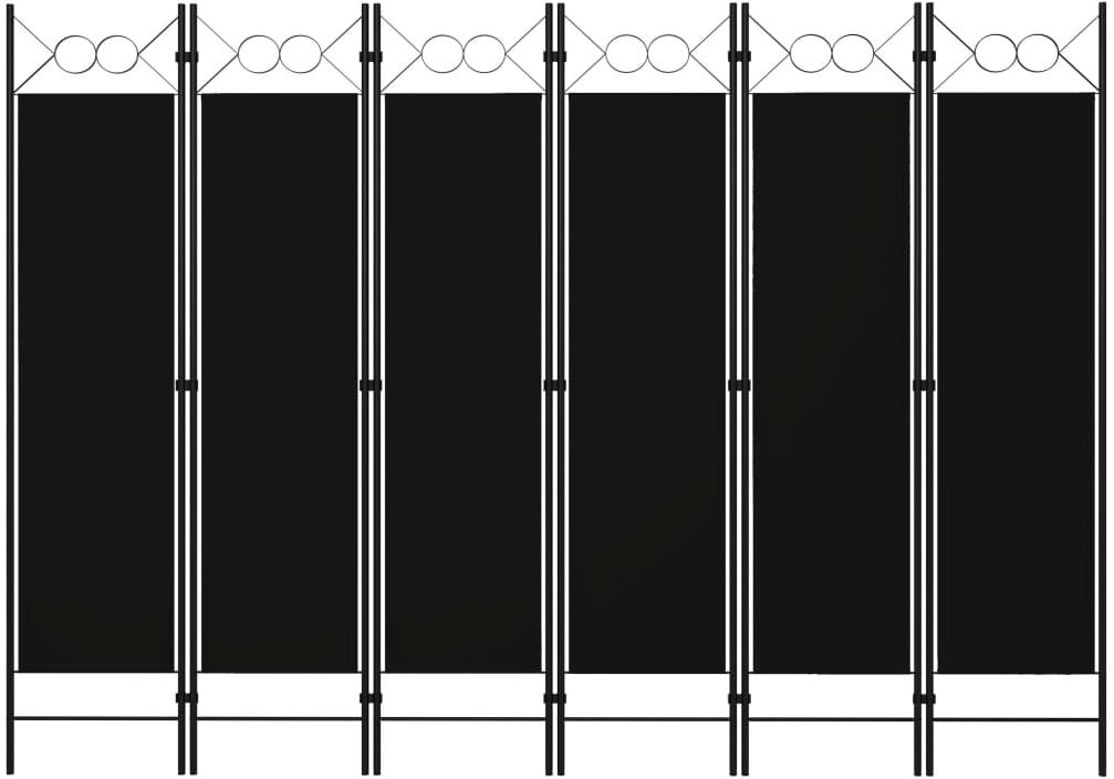 vidaXL Biombo divisor de 6 paneles negro 240x180 cm