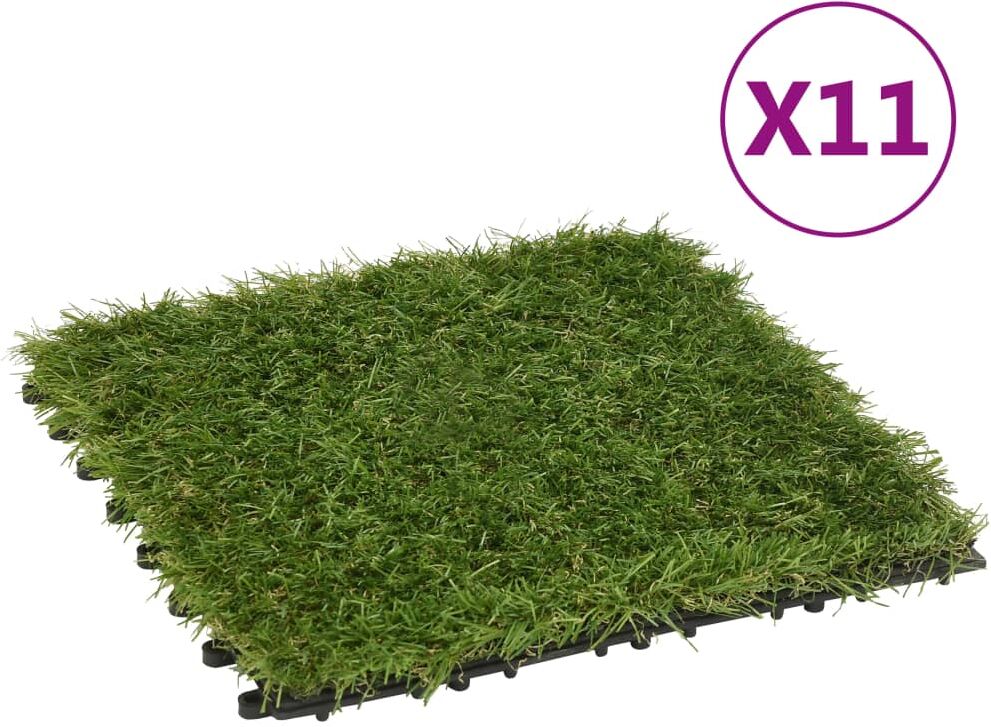 vidaXL Baldosas de césped artificial 11 uds verde 30x30 cm