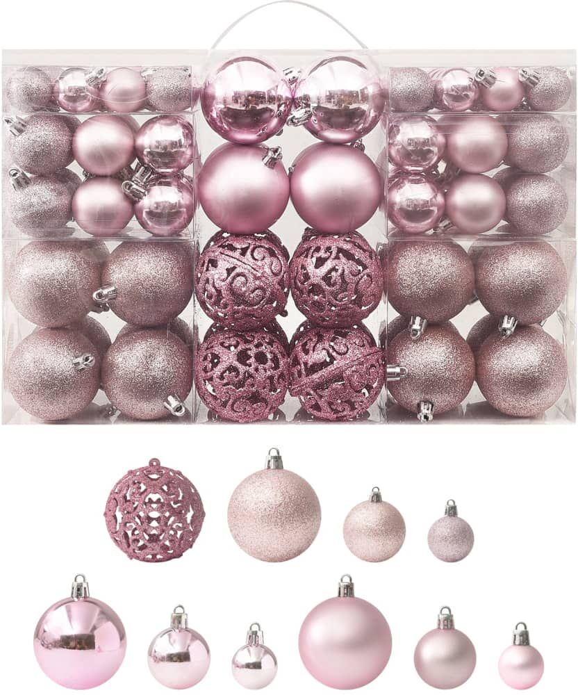 vidaXL Juego de bolas de Navidad 100 piezas rosa