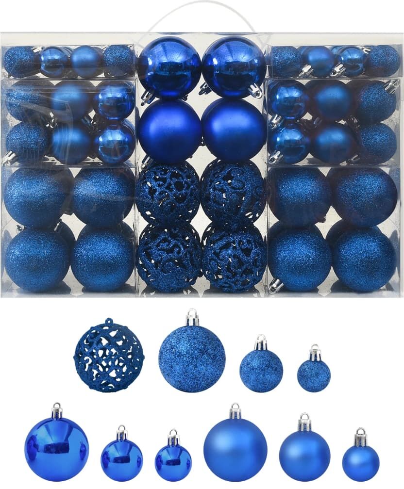 vidaXL Juego de bolas de Navidad 100 piezas azul