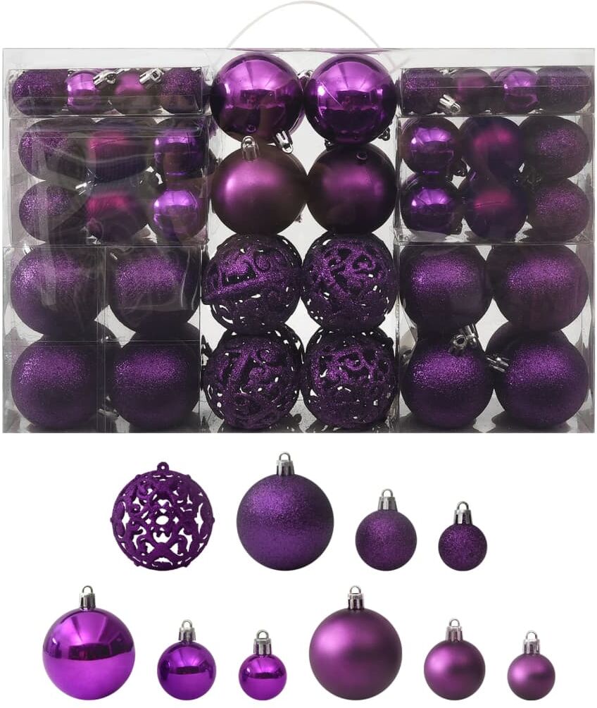 vidaXL Juego de bolas de Navidad 100 piezas morado