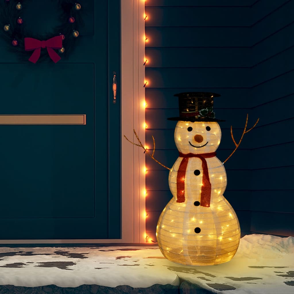 vidaXL Muñeco de nieve decorativo de Navidad con LED tela lujosa 90 cm