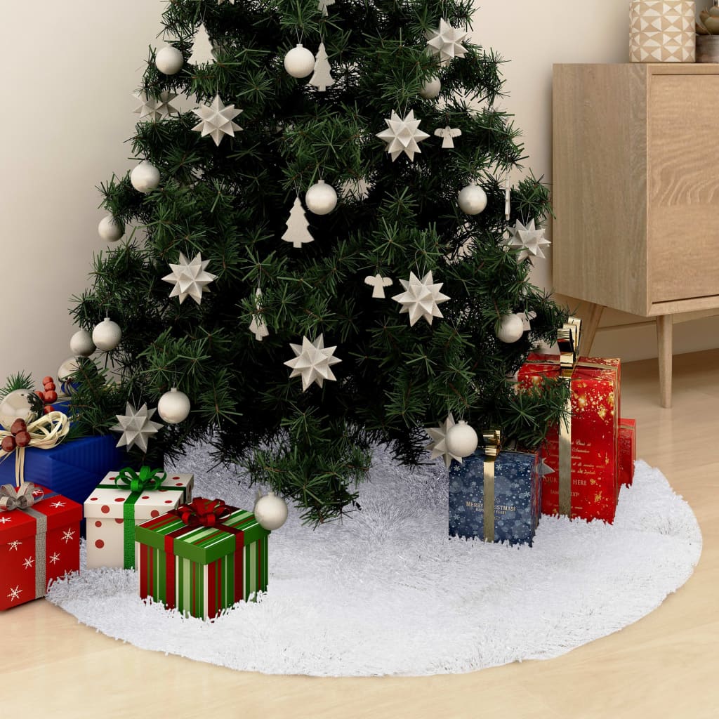 vidaXL Falda del árbol de Navidad blanca 122 cm cuero sintético