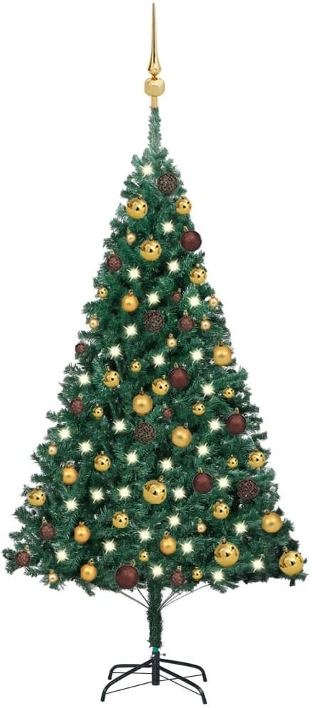 vidaXL Árbol de Navidad preiluminado con luces y bolas verde 120 cm