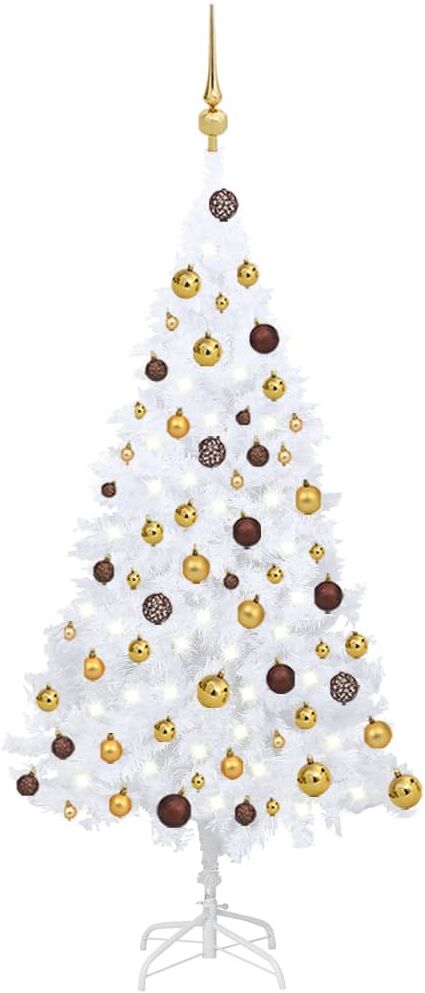 vidaXL Árbol de Navidad preiluminado con luces y bolas blanco 120 cm