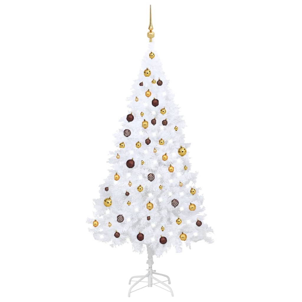 vidaXL Set de árbol de Navidad artificial LED y bolas PVC blanco 180cm