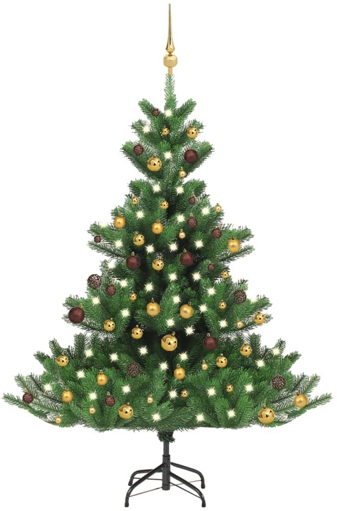 vidaXL Árbol de Navidad abeto Nordmann con LEDs y bolas verde 150 cm