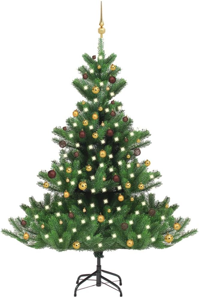 vidaXL Árbol de Navidad abeto Nordmann con LEDs y bolas verde 210 cm