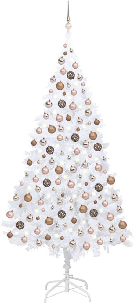 vidaXL Árbol de Navidad preiluminado con luces y bolas blanco 240 cm