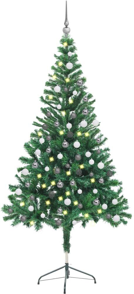 vidaXL Árbol de Navidad artificial con luces y bolas 380 ramas 150 cm