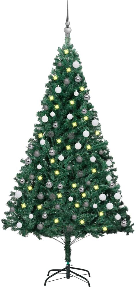 vidaXL Árbol de Navidad preiluminado con luces y bolas verde 120 cm