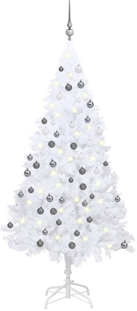 vidaXL Árbol de Navidad preiluminado con luces y bolas blanco 120 cm