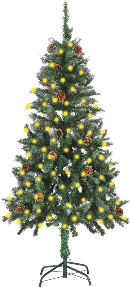 vidaXL Árbol de Navidad artificial iluminado con luces y piñas 150 cm