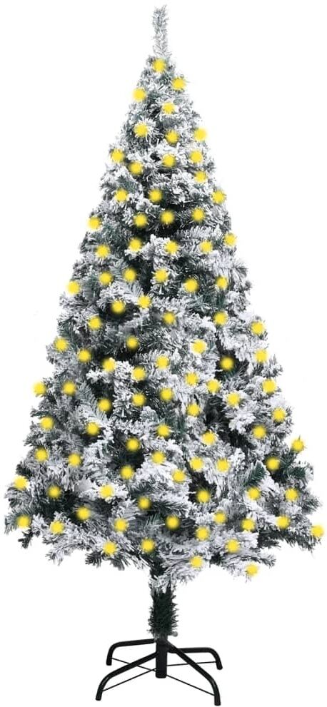 vidaXL Árbol de Navidad artificial verde con luces y nieve 240 cm