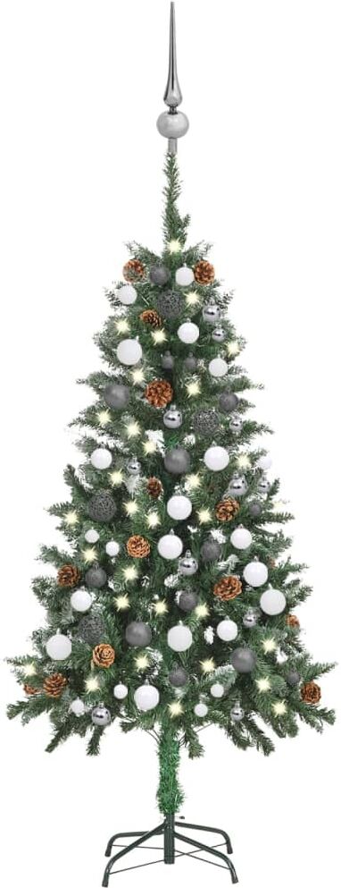 vidaXL Árbol de Navidad preiluminado con luces, bolas y piñas 150 cm