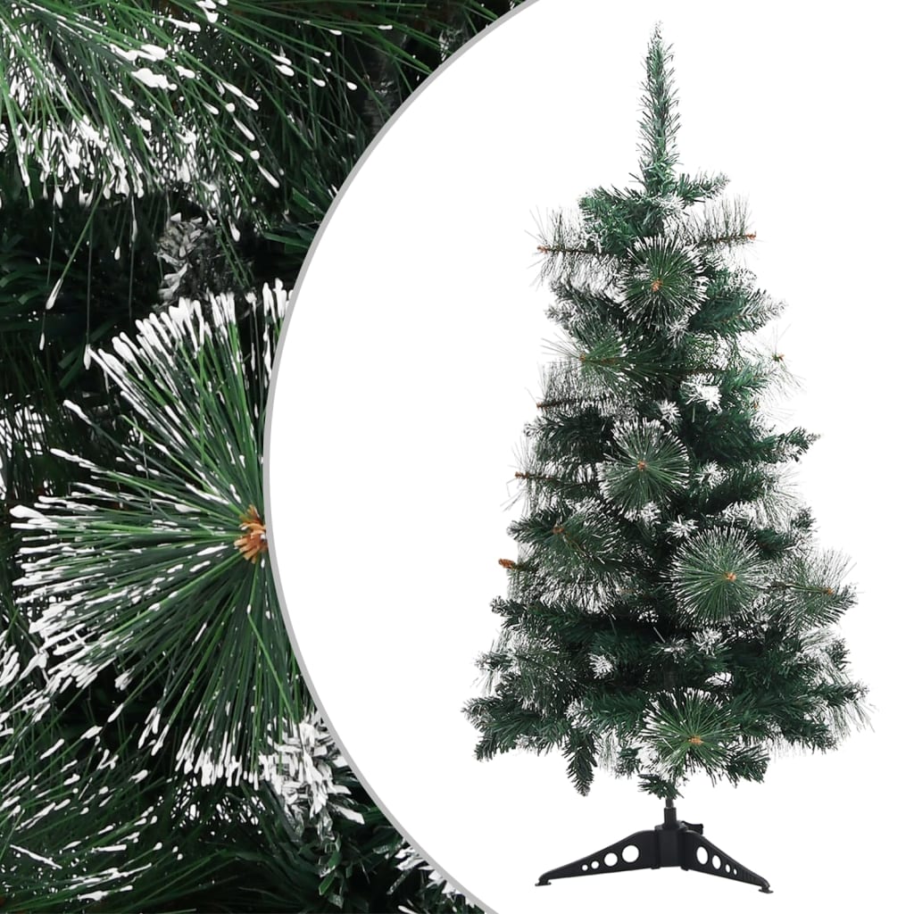 vidaXL Árbol Navidad artificial con soporte PVC verde y blanco 90 cm