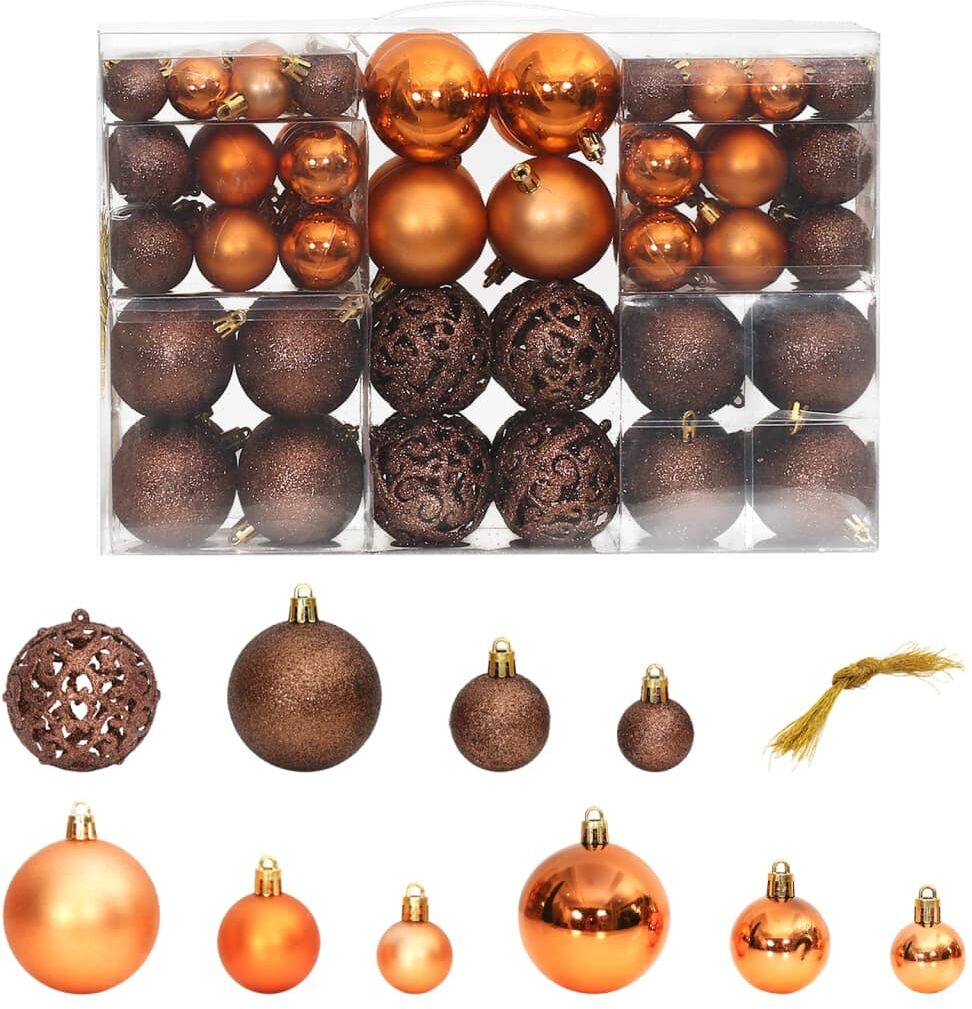 vidaXL Bolas de Navidad 100 unidades marrón 3 / 4 / 6 cm