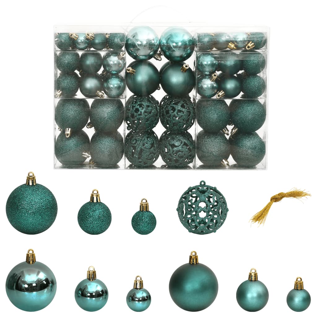 vidaXL Bolas de Navidad 100 unidades verde 3 / 4 / 6 cm