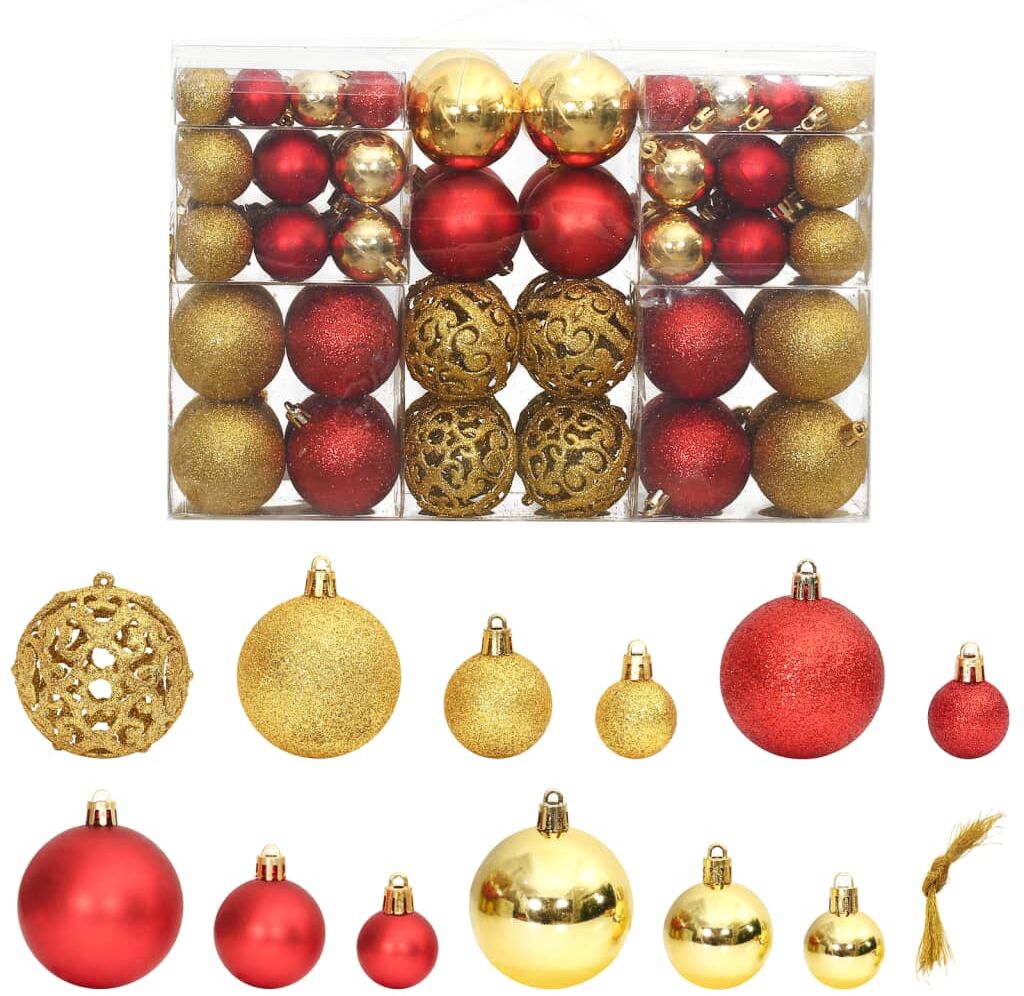 vidaXL Bolas de Navidad 100 uds color dorado y rojo tinto 3 / 4 / 6 cm