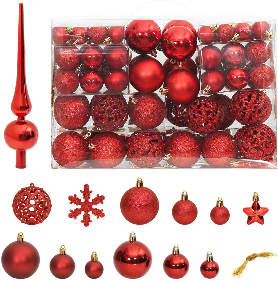 vidaXL Juego de bolas de Navidad 111 pzas poliestireno rojo