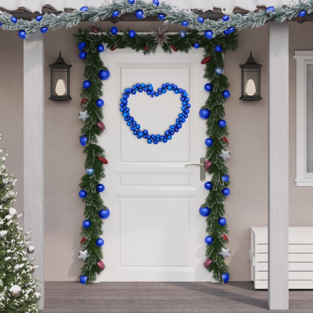 vidaXL Corona de bolas de Navidad poliestireno azul 175 cm