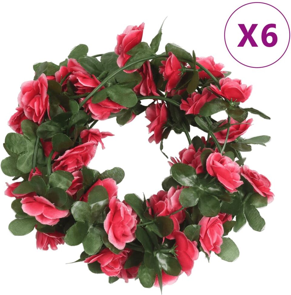 vidaXL Guirnaldas de flores artificiales 6 uds rojo y rosa 250 cm