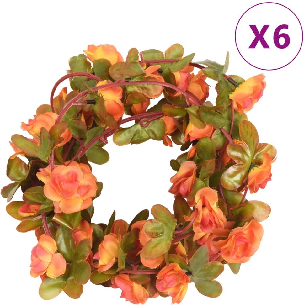 vidaXL Guirnaldas de flores artificiales 6 uds naranja 250 cm