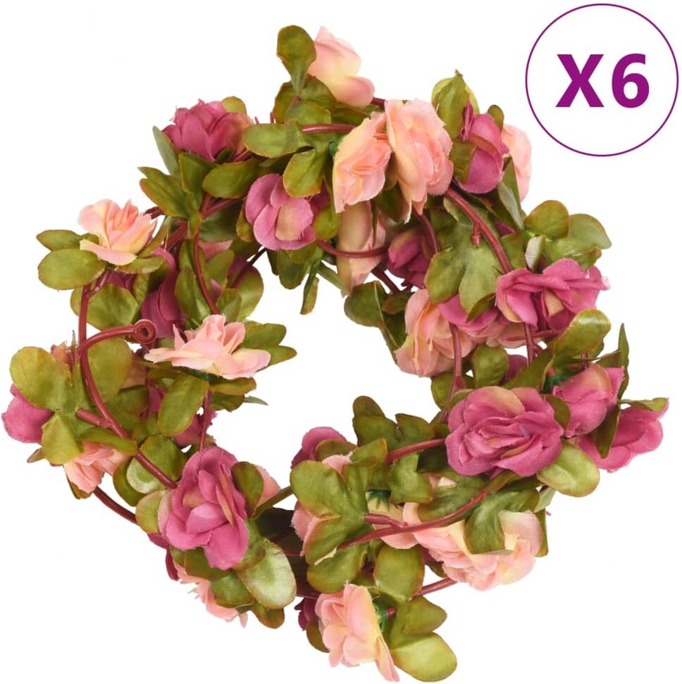 vidaXL Guirnaldas de flores artificiales 6 uds rojo y rosa 250 cm