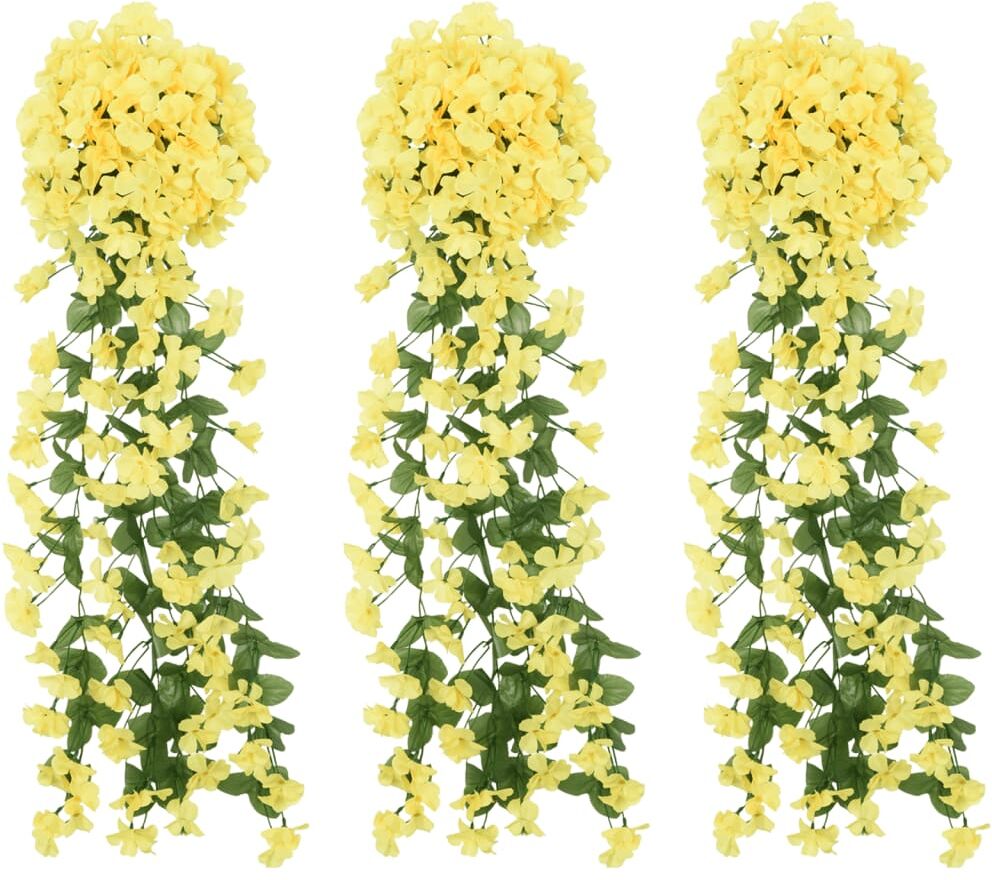 vidaXL Guirnaldas de flores artificiales 3 uds amarillo 85 cm