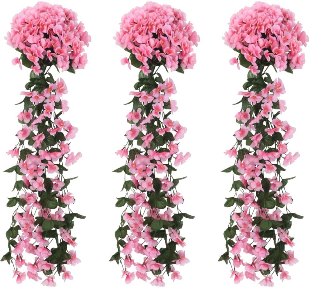 vidaXL Guirnaldas de flores artificiales 3 uds rosa 85 cm