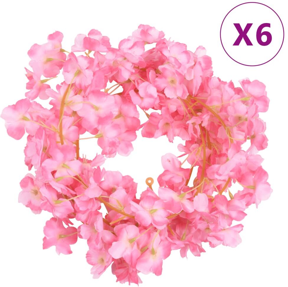 vidaXL Guirnaldas de flores artificiales 6 uds rosa oscuro 180 cm