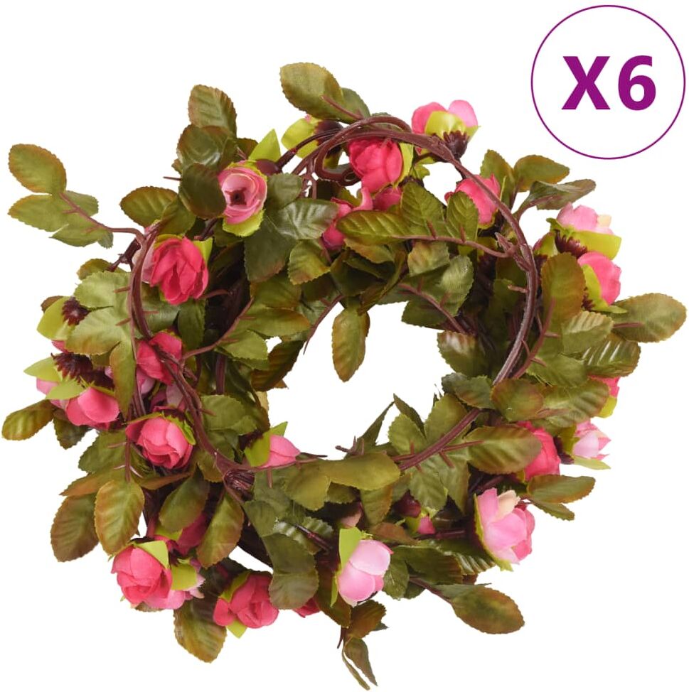 vidaXL Guirnaldas de flores artificiales 6 uds rosa 215 cm