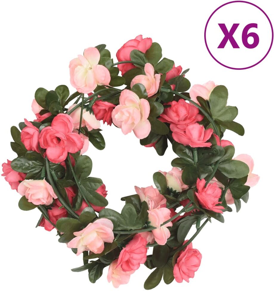 vidaXL Guirnaldas de flores artificiales 6 uds rosa 240 cm