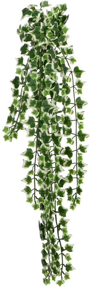 vidaXL Plantas artificiales colgantes 12 uds verde y blanco 90 cm