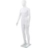 vidaXL Maniquí de hombre completo base vidrio blanco brillante 185 cm